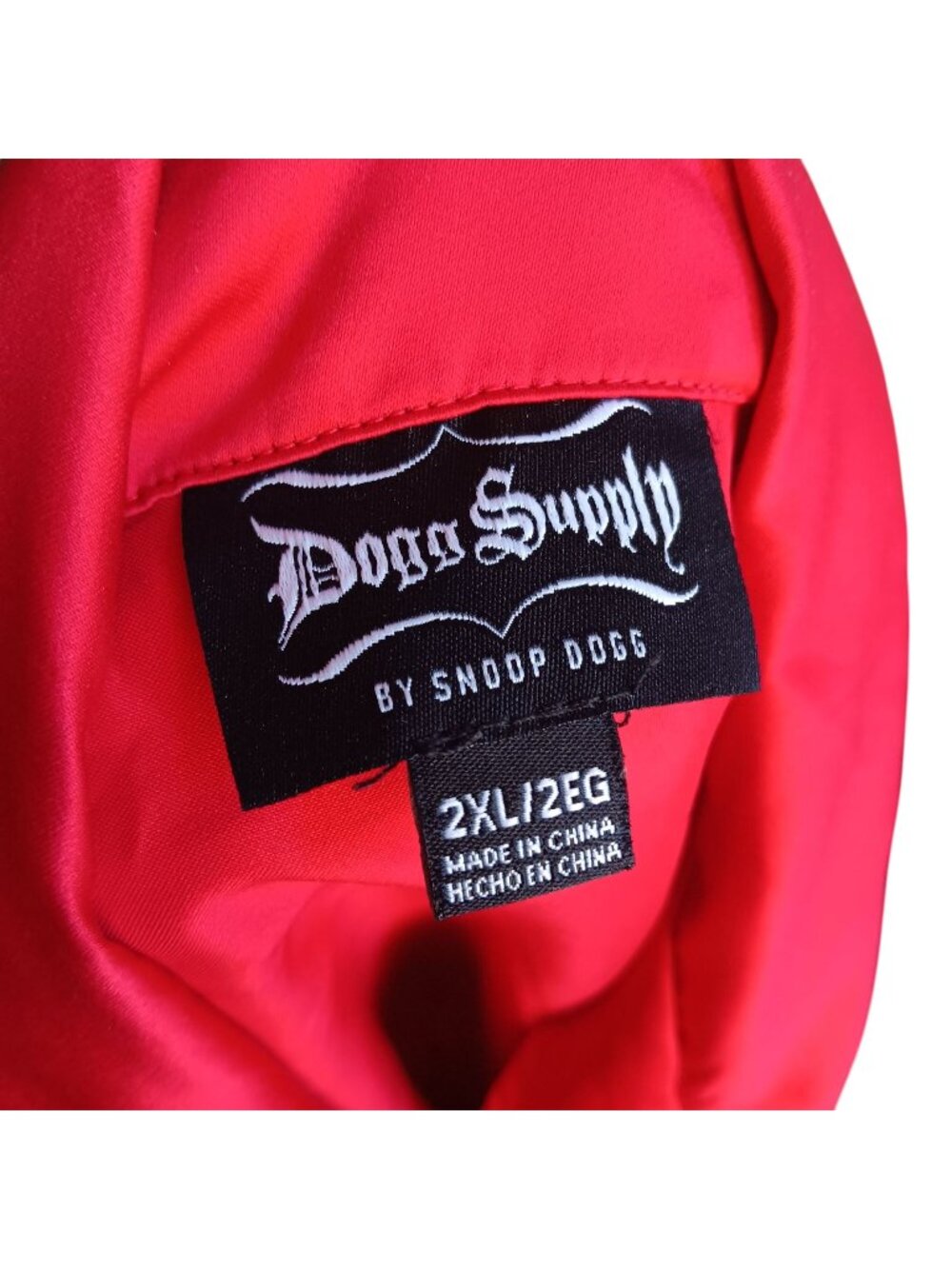 2XL Red Satin Shirt Dogg Supply By Snoop Dogg Mens With Embroidered Logo